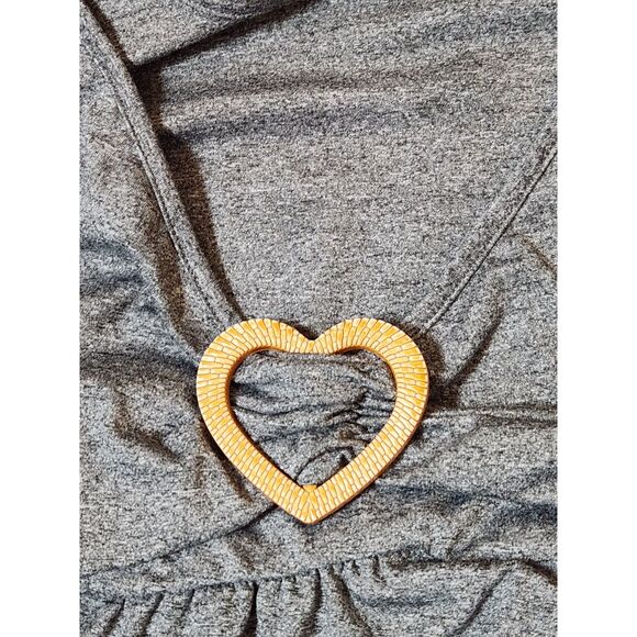 Shein Curve Heart Decorative Ruched Short Sleeve Top Women's 4XL Grey - Picture 4 of 7